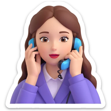 girl talking on phone bedroom background, close up pose sticker