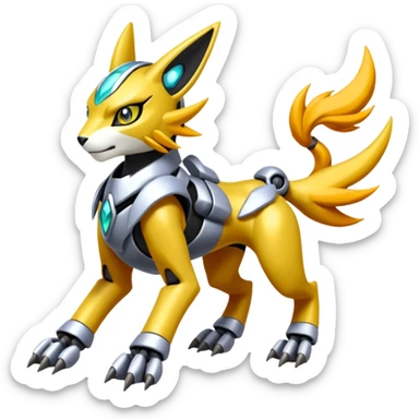 Meloetta-Renamon-Wargreymon-Protogen-Pokémon-Digimon-Fakémon-fusion-hybrid-creature sticker