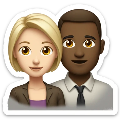 taller brunette  white woman next to shorter white man   sticker