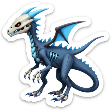 Skeletal Salandit-Marowak-Dialga-Duskull-Electrike-Fakémon-hybrid-creature (full body)  sticker