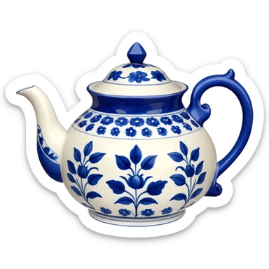 blue and white delftware teapot sticker