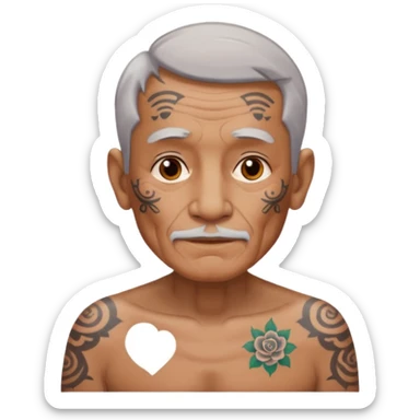 elderly man with body and face tattos sticker