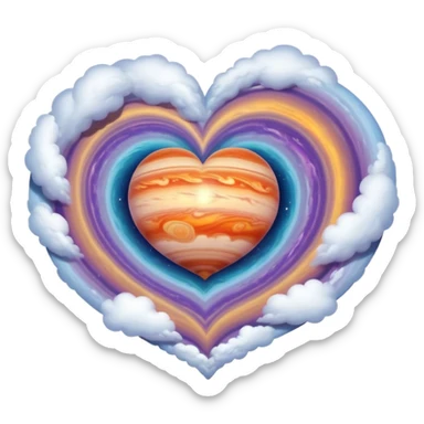 heart shape Jupiter planet space sticker
