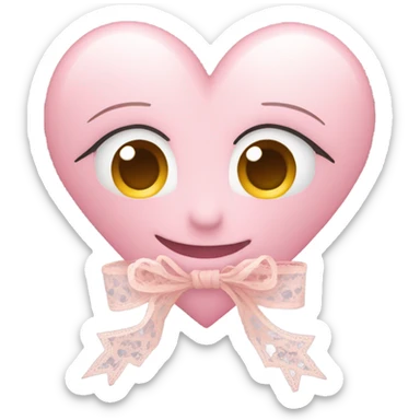 light pink heart with lace ribbon sticker