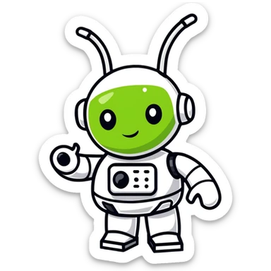 Cute android robot mascot with antenna sticker