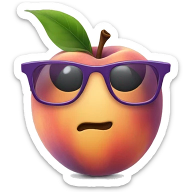 Purple peach wearing glasses sticker