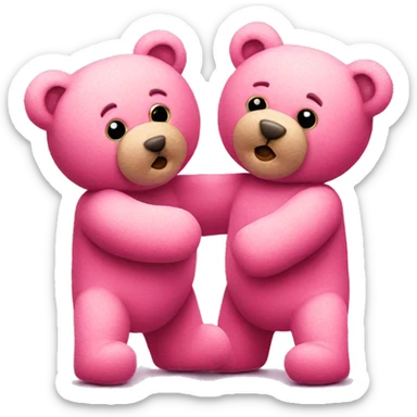 two pink teddy bears fighting tearing stuffing out sticker