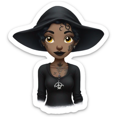Goth Witch with lots of tattoos sticker