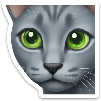 Russian blue cat with green eyes  sticker