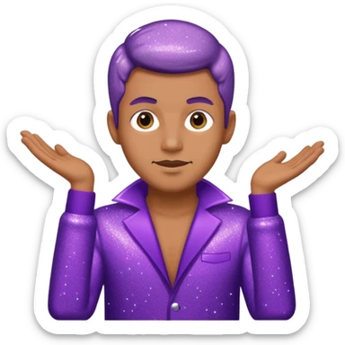 man supervisor wearing glitter purple glittery clothes sticker