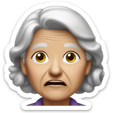 elderly woman with terrified expression sticker