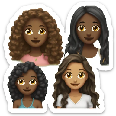 2 black girls and 1 brunette frriends with long hair sticker