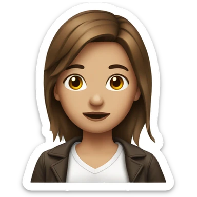 girl brown hair with cigarette sticker