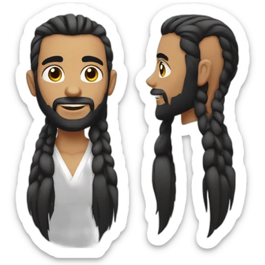 Man with long black hair tied, shaved on the sides and with a beard, of Indian skin sticker