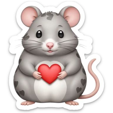 little fat rat with hearts and it should be grey with white spots sticker