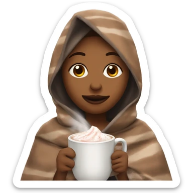 Show me a girl wrapped up in a blanket drinking hot cocoa  sticker