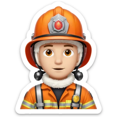 fireman white cat sticker