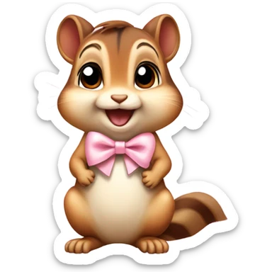 Cute kind Chipmunk with light pink bow sticker