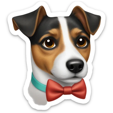 Jack Russell dog wearing a bow tie sticker