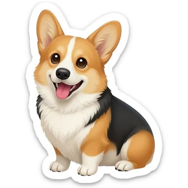 The corgi sits frontally with its mouth open. sticker