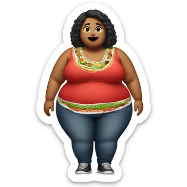 Fat girl with Mexican food  sticker
