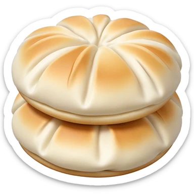 Tianjin Goubuli Baozi steamed buns with pinched top, simplified emoji style with bold outlines and bright colors, cartoon style northern Chinese specialty sticker