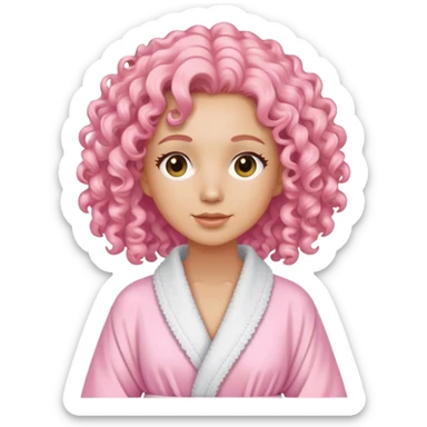Light Pink spa day curly hair sticker