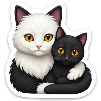 Black cat loving white cat sticker