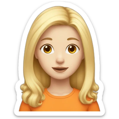 Girl blonde long hair with a orange and white cat sticker