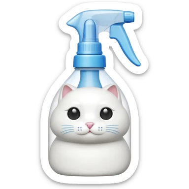 spray bottle with lid shaped like a white cat sticker
