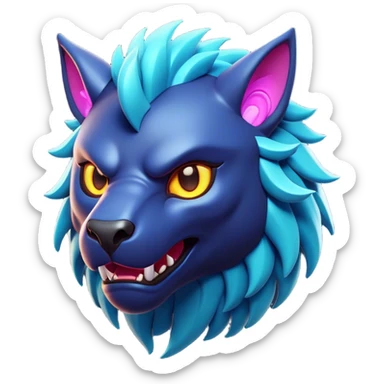 Clash of Clans aesthetic: Cinematic fierce Beast Emoji, rendered in a 3D vector-style similar to standard emojis with minimal shading and bold, simplified shapes. A compact, isometric mythical creature with wild, majestic features and fierce yet endearing eyes, softly glowing with a primal enchanted charm. Simplified yet unmistakably iconic, highly detailed and consistent, glowing with a soft radiant shine and high polish. Stylized with a touch of mythical wildness and a soft glowing outline, capturing the essence of a legendary beast with a friendly, playful allure! sticker