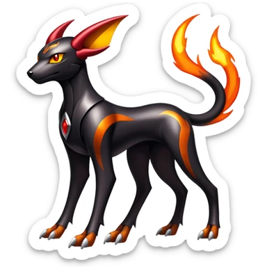 Shiny Gothic Exotic Futuristic Houndoom-Genesect-Torracat-Pokémon-Fakémon-hybrid-creature sticker