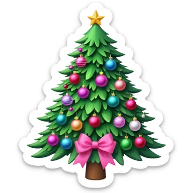 christmas tree with pink bow sticker