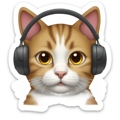 cat wearing earmuffs  sticker