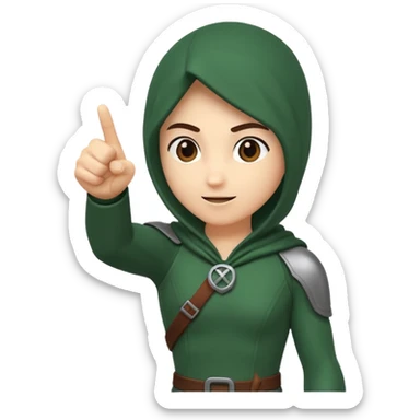 rogue character pointing up “idea” with vine spark sticker
