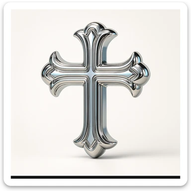 Y2K style cross, pastel colors, chrome effect, sparkles sticker