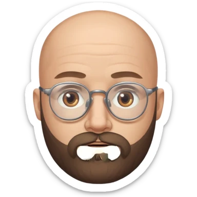 bearded bald man with eyeglasses sticker
