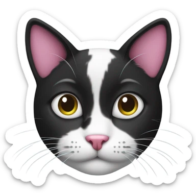 Black and white cat with pink nose sticker