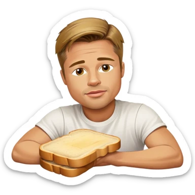 Brad Pitt lying on a slice of bread sticker