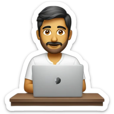 indian cool designer working on laptop sticker