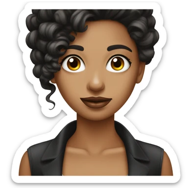 Mujer manicurista cabello negro ojos marrones piel blanca sticker