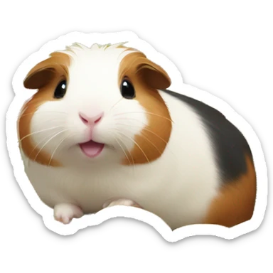 Guineapig playing on a huge pile of veggies and fruit sticker