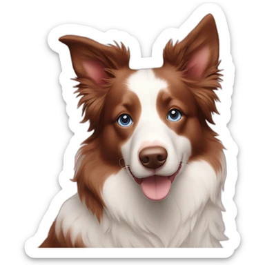 red merle border collie with beige and white marks and blue eyes and pink nose sticker