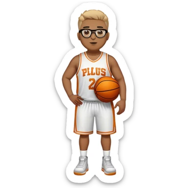 Full Body white plus size male basketball player wearing glasses  sticker