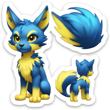 Anthro-Edgy-Cool-Blue-Yellow-Contrast-Colors-Fantasy-Fur-Sona-Chibi-Shiny-Fakémon-Hybrid full body sticker