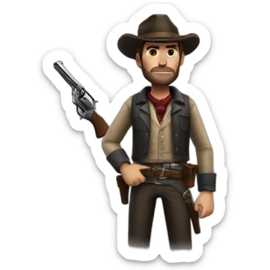 Arthur Morgan with revolver sticker
