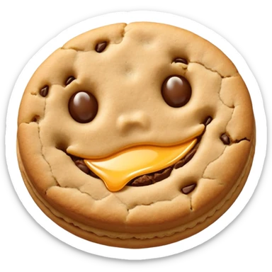 Two plain cookies, one bitten sticker