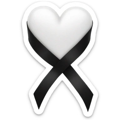 White heart black ribbon sticker