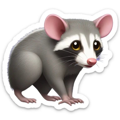 opposum full body side profile facing left sticker