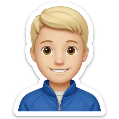 college boy with blue college jacket sticker